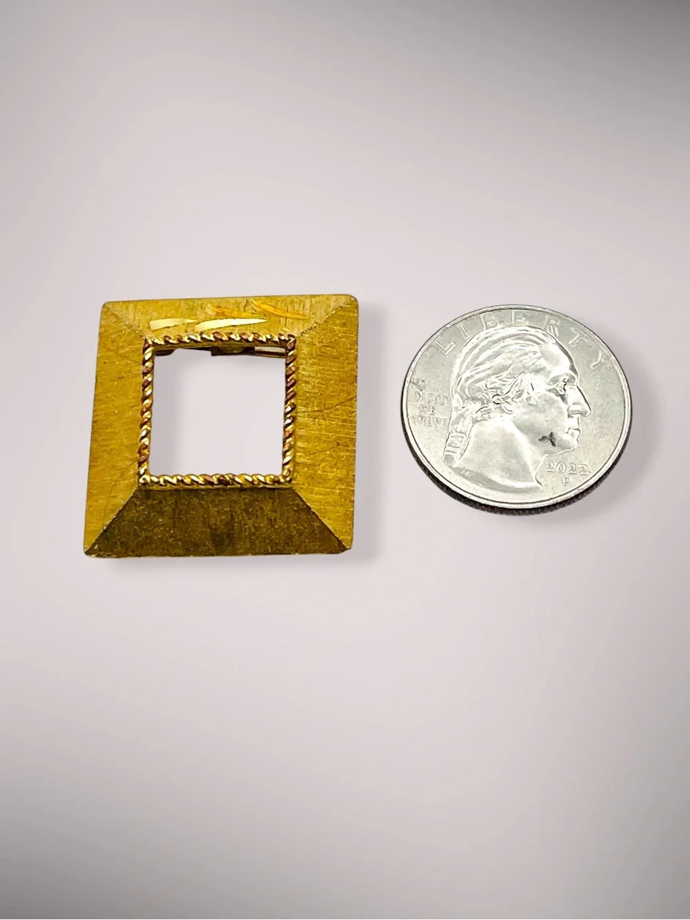 Vintage Mamselle Signed Gold Tone Open Square Geometric Frame Brooch